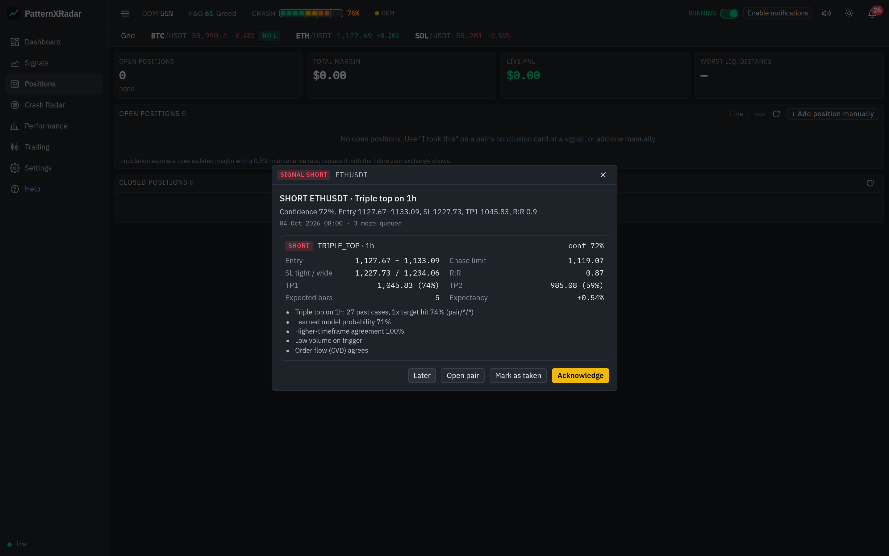 Positions page